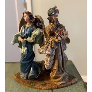 Christmas Nativity Wise Men Candle Holder Wreath Piece Vtg 7”